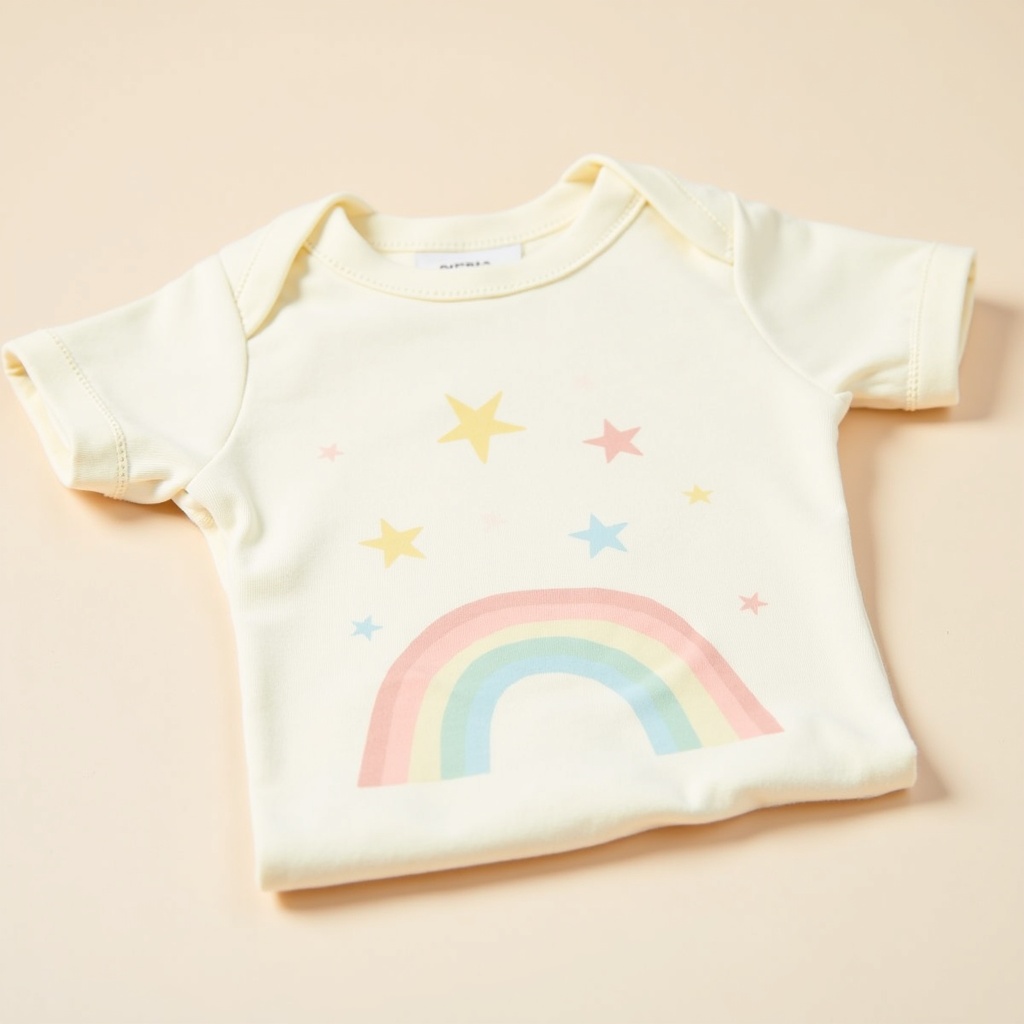 Baby onesie with rainbow DTF print