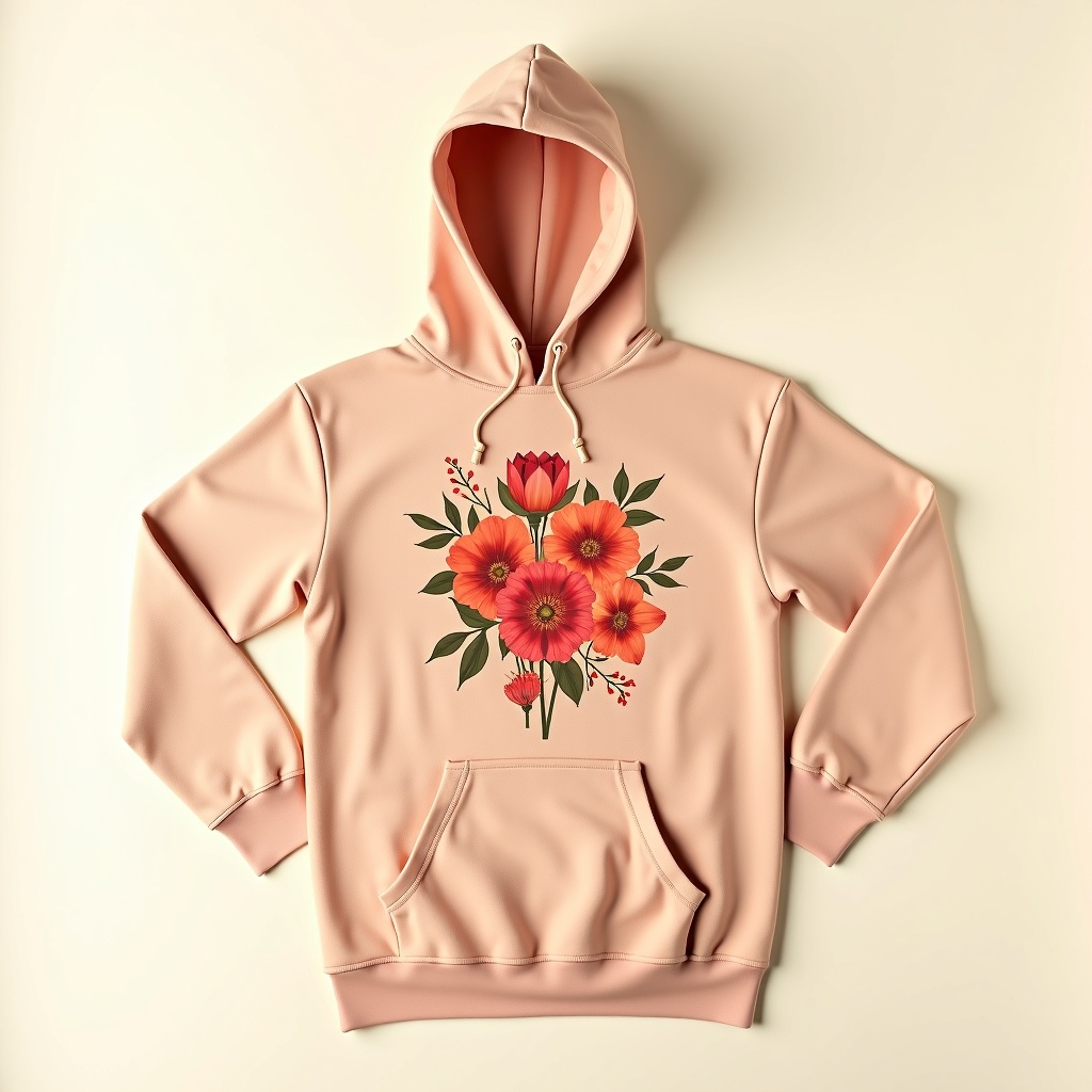 Hoodie with vibrant floral DTF print