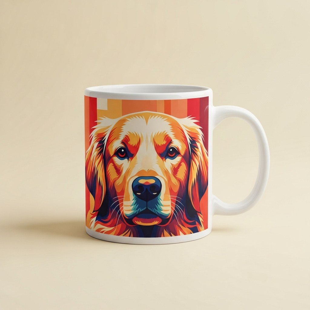 Ceramic coffee mug with pet portrait DTF wrap