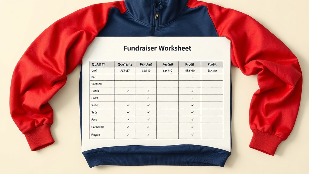 Volunteer holding branded fundraiser t-shirts at a non-profit event table with donation jar visible
