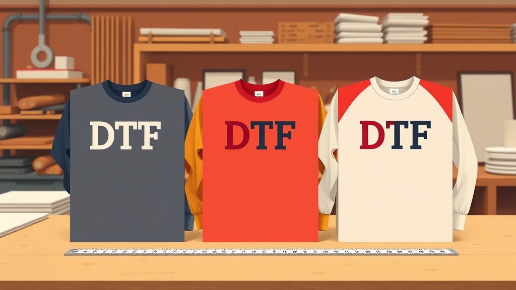 Three DTF gang sheets laid side by side showing relative size difference between 12x12, 22x24, and 22x60