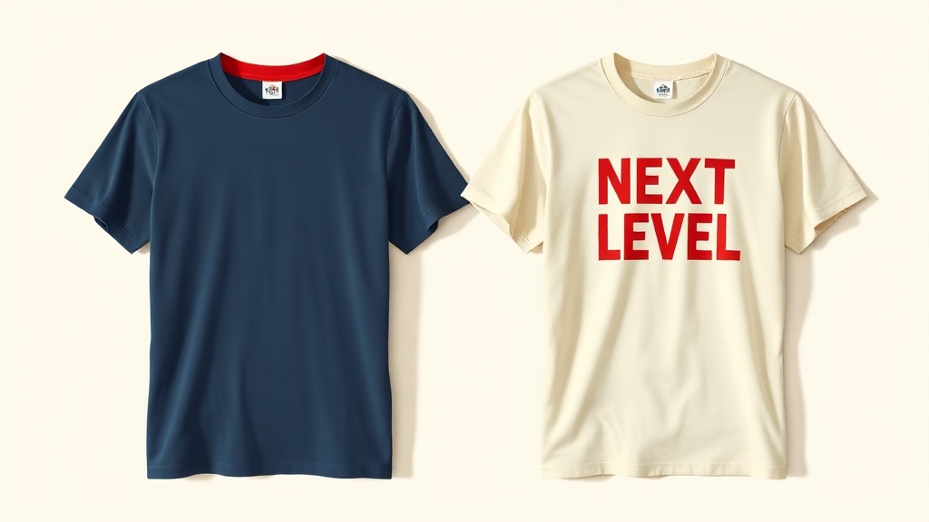 Next Level 3600 cotton tee and 6210 CVC tee displayed side by side
