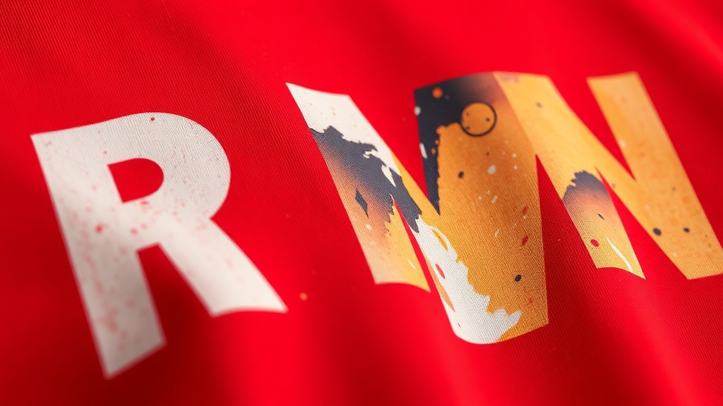 Side-by-side comparison of a DTF print with and without poly-blocker on a red performance jersey showing dye migration prevention