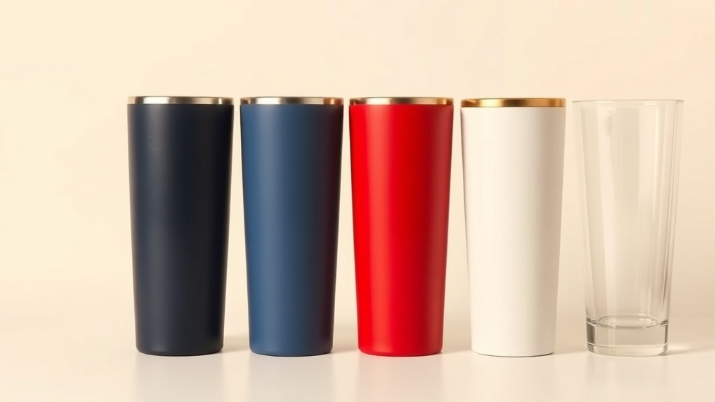 Stainless steel tumbler with a UV DTF full-wrap transfer being applied using the rolling technique on a flat work surface